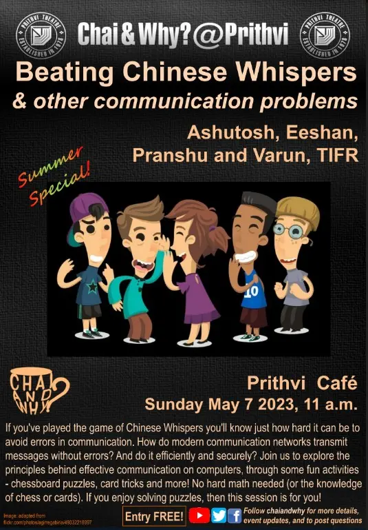 An informational poster about the Chai and Why session on May 7, 2023