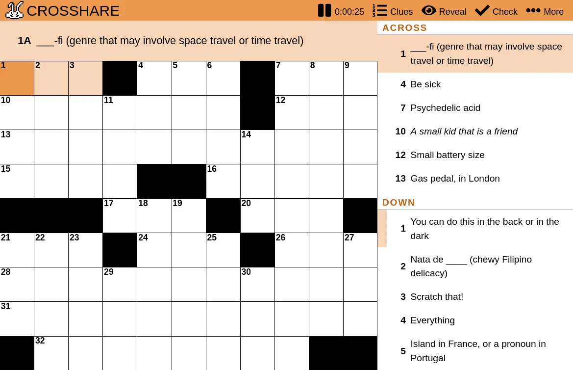 A screenshot of my crossword