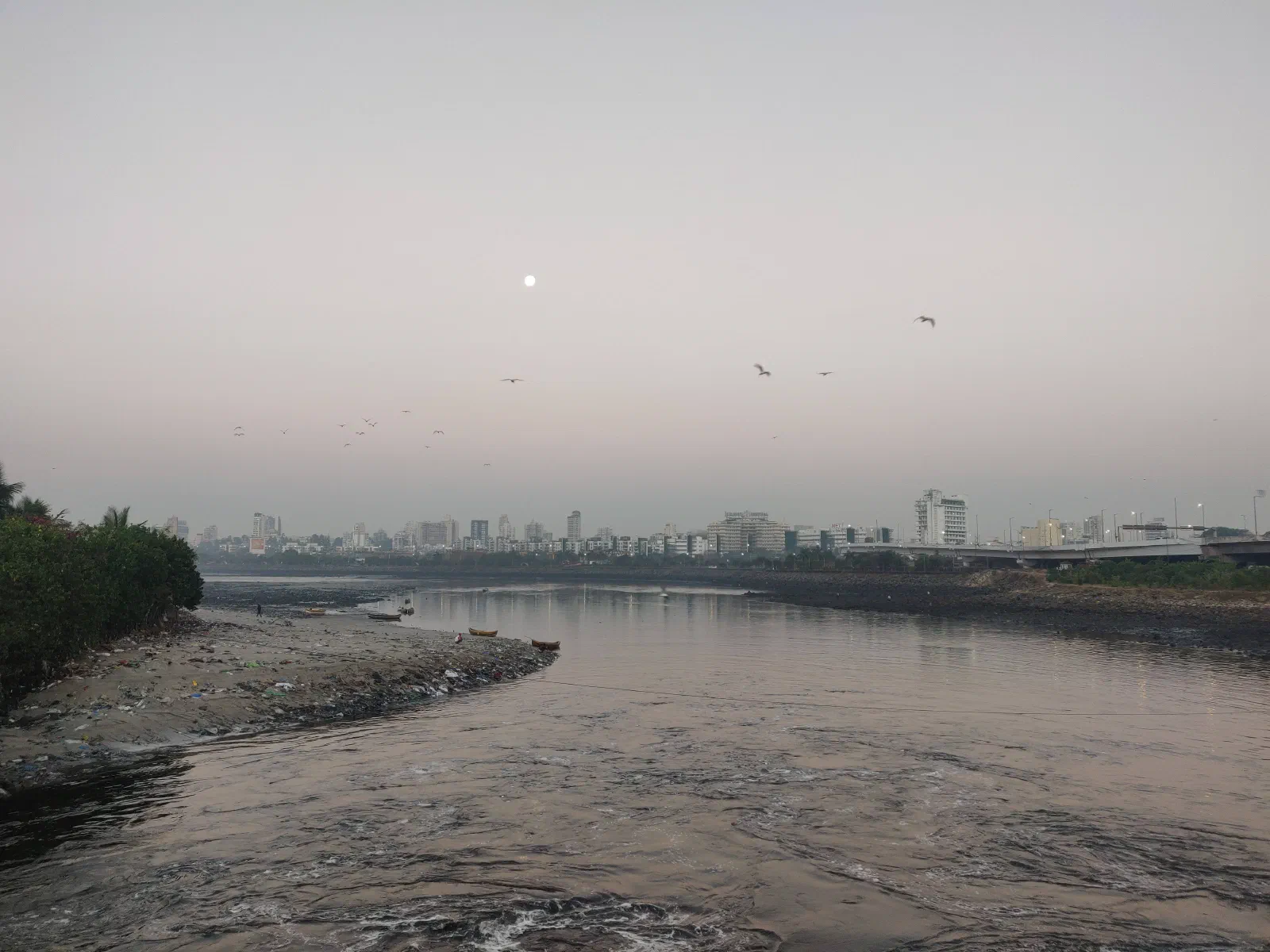 Moonset over the Mithi river