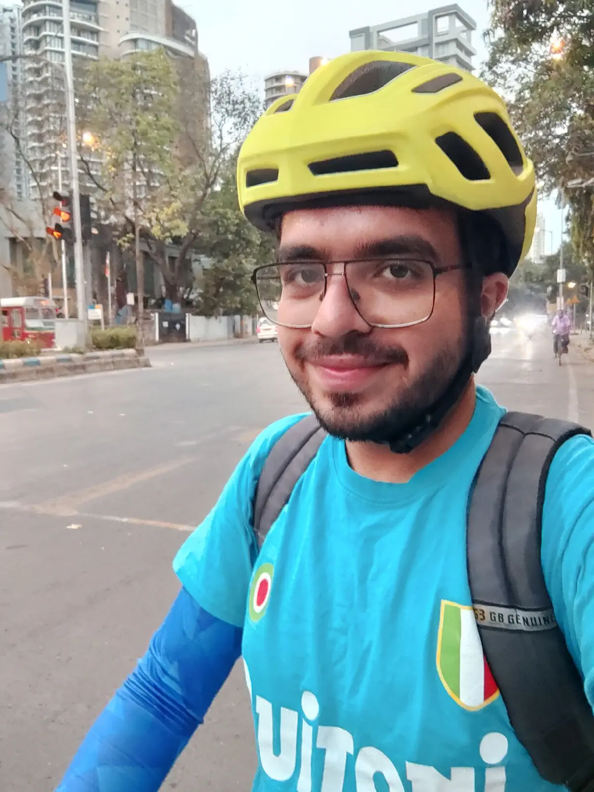 A photo of Pranshu Gaba, wearing a helmet and a Napoli jersey.
