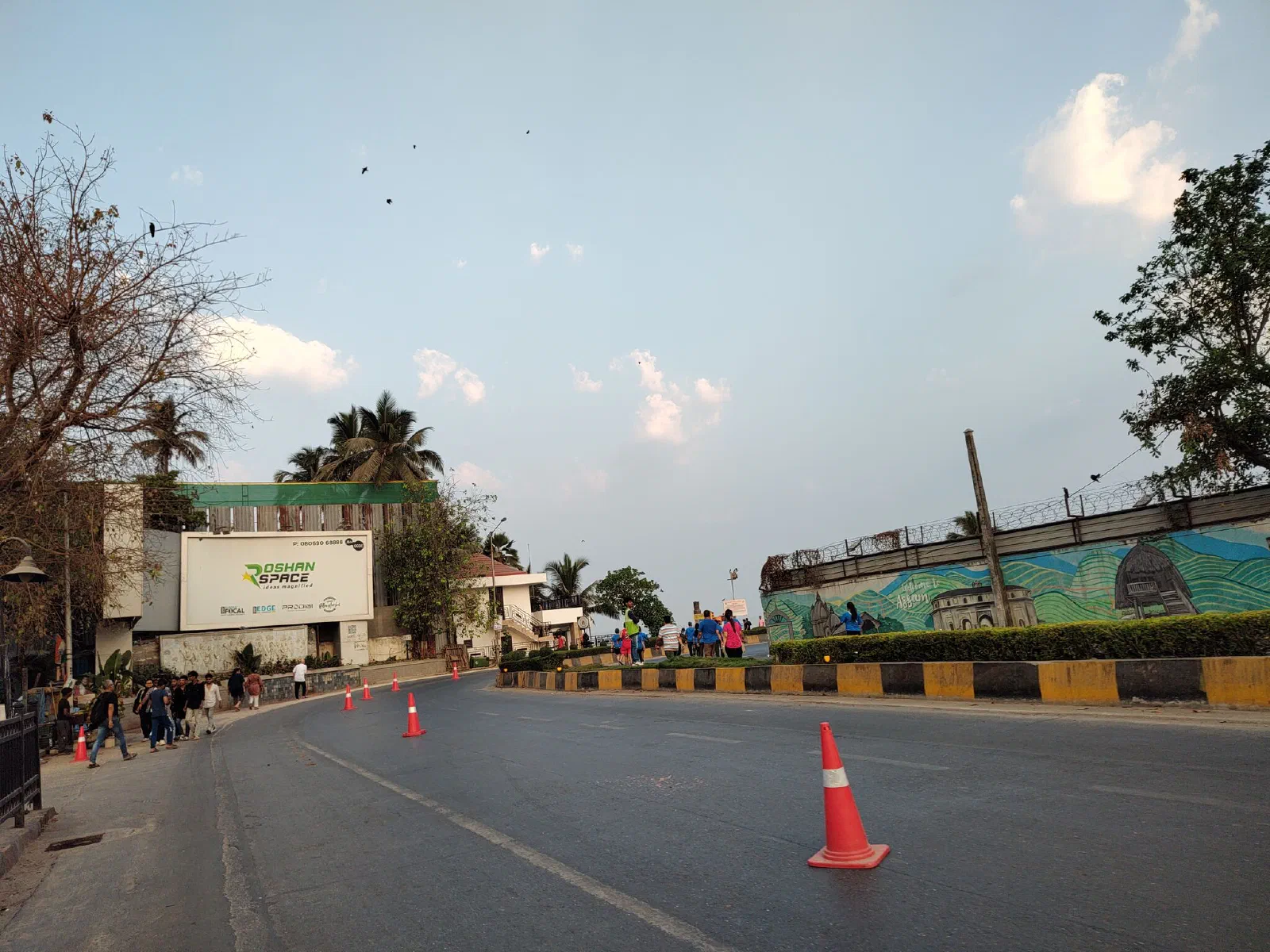 People walk in a walkathon in Juhu.
